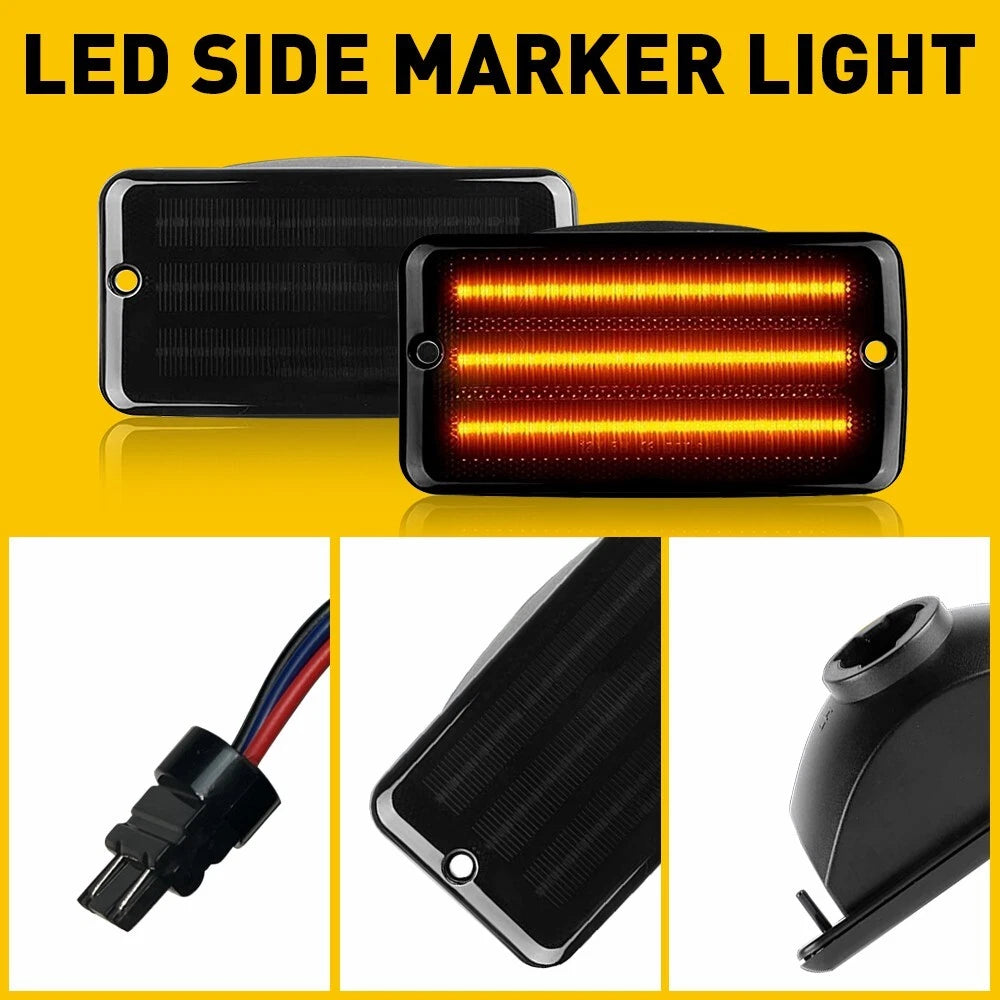 LED Front Fender Side Marker Bumper Signal Lights For 97-06 Jeep Wrangler TJ EOA 6B93BC-57