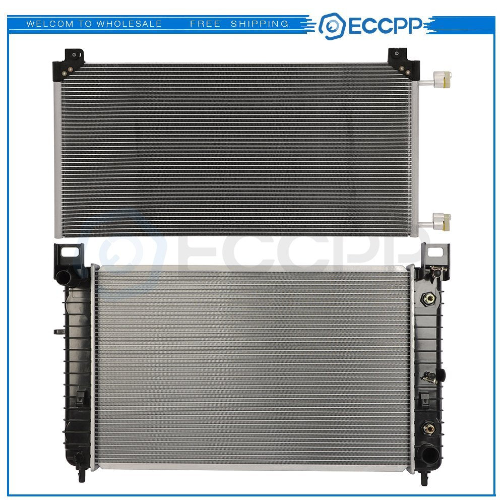 Aluminum Radiator & Condenser Cooling Kit For 02-04 CadillEscalade GMC Yukon 6B93BC-57