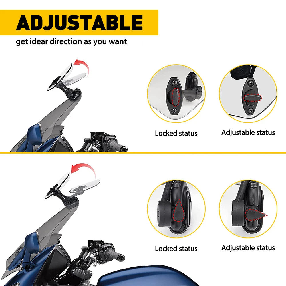 Motorcycle Clip On Windshield Wind screen Deflector Extension Spoiler USEOA 6B93BC-57