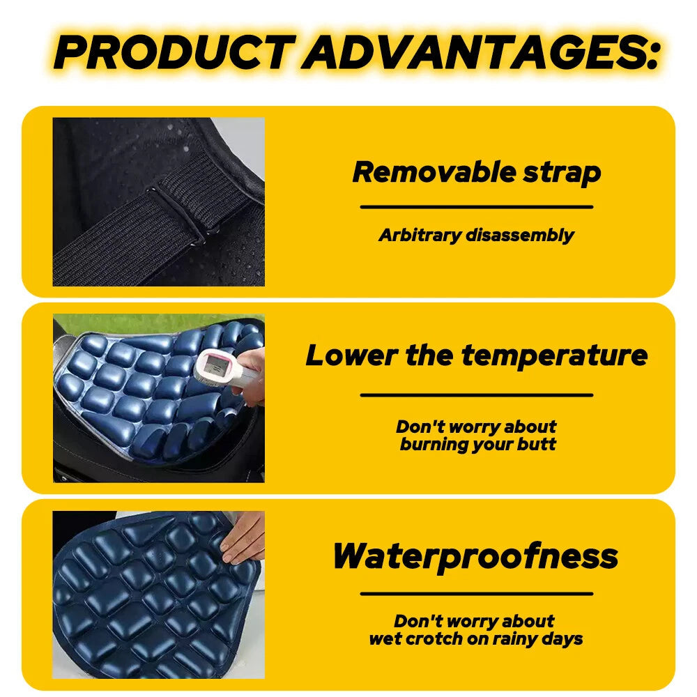Motorcycle Comfort Gel Seat Cover Pad 3D Cushion Pressure Black Relief Universal 6B93BC-57