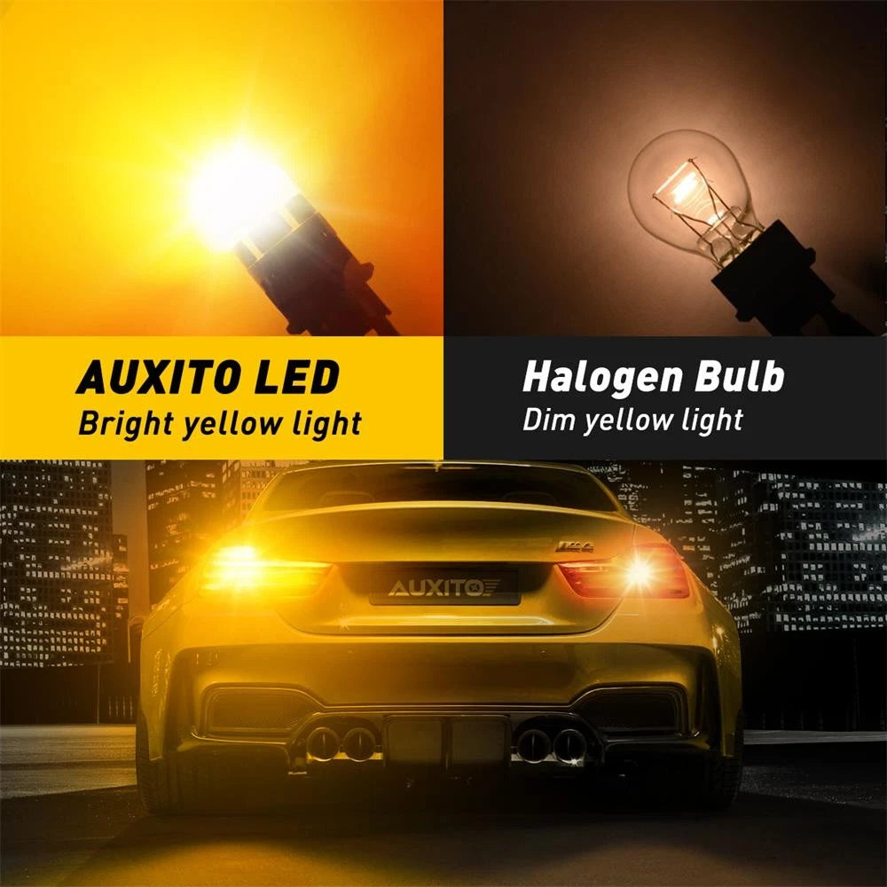 2X AUXITO 3157 4157 LED Amber Yellow Turn Signal Blinker Corner Light bulb 9SMD AUXITO