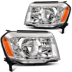 Pair Kit Headlights Assembly For 2009-2011 Honda Pilot SUV 3.5L Chrome Amber 6B93BC-57