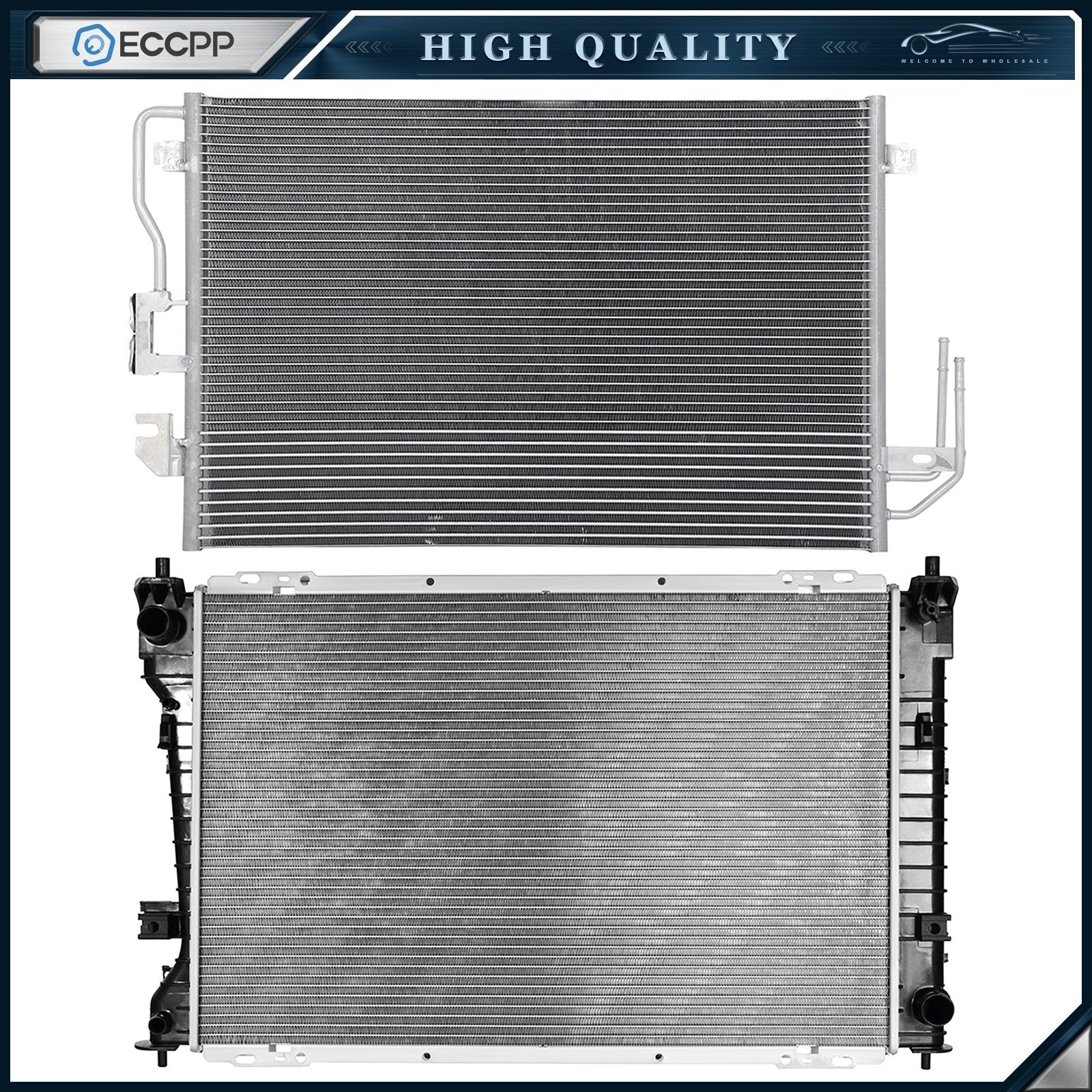 Aluminum Radiator & Condenser Cooling Kit For 08 Ford Escape Mazda Tribute 6B93BC-57