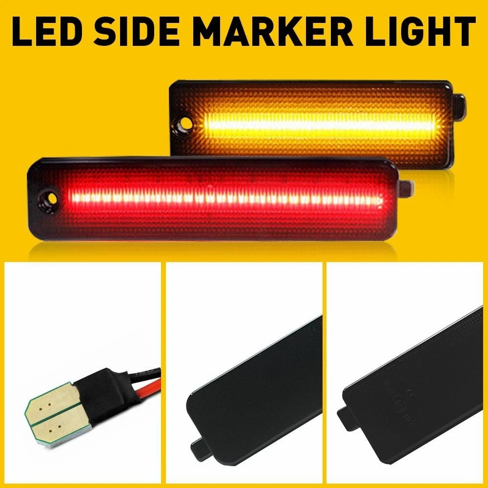 Fits 1998-2002 Pontiac Firebird Rear Front LED Side Marker Lights Bumper Smoked 6B93BC-57