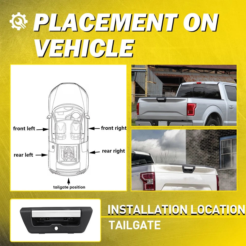 Tailgate Handle W/ Camera Hole For 2015-18 Ford F150 Rear Exterior Door Handle A 6B93BC-57