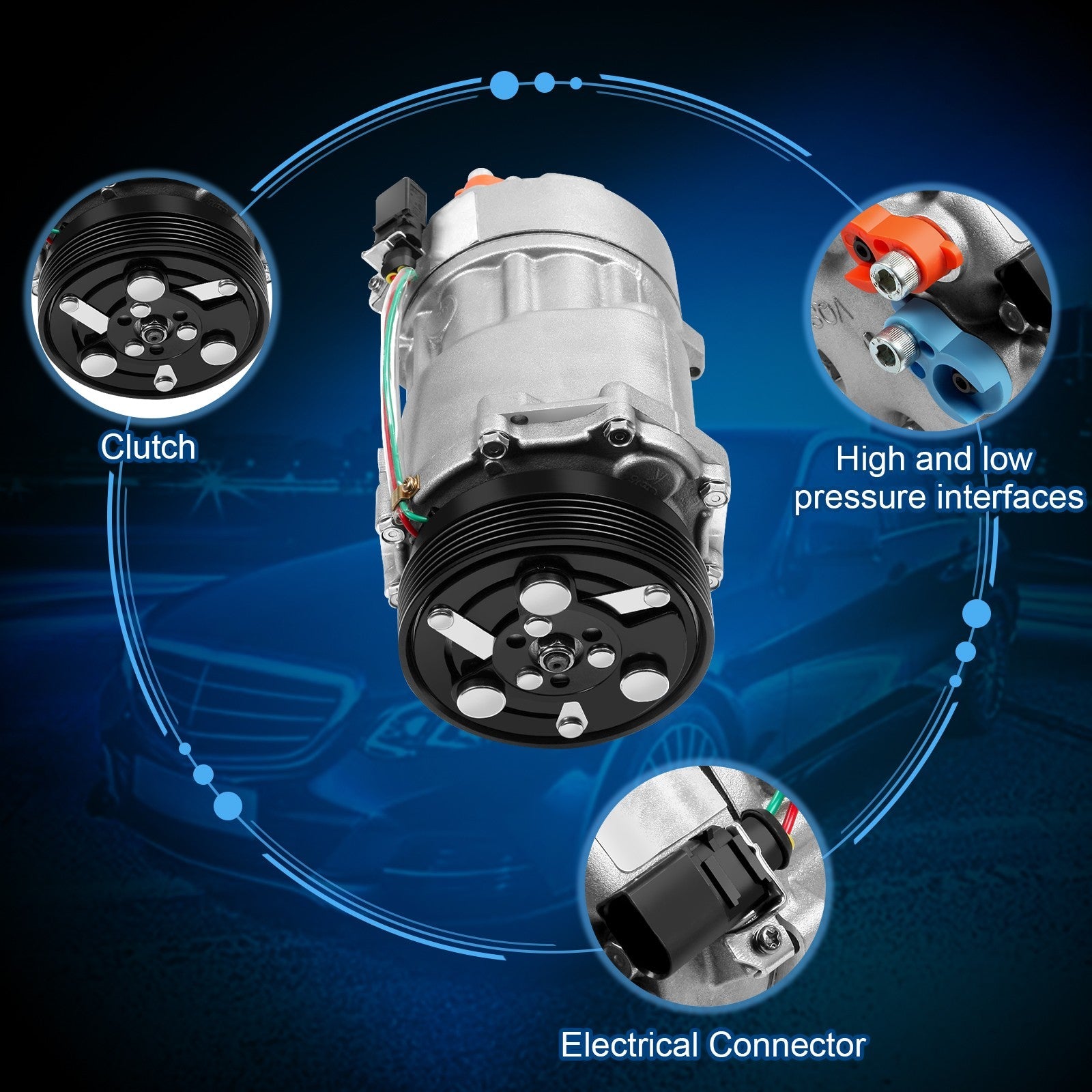 ECCPP A/C AC Compressor For 1999-2000 VW Jetta Golf 1.8L 1.9L 2.0L 6B93BC-57