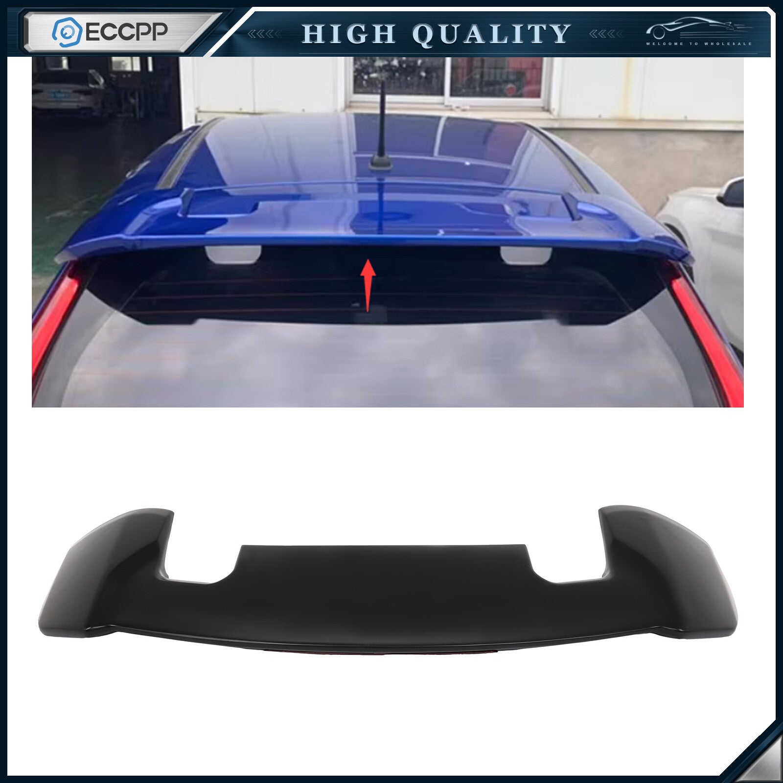Roof Spoiler w/LED 3RD Brake Light Fits 2014-2019 Honda Fit Jazz Hatchback 6B93BC-57