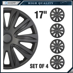 ECCPP 4 Pcs Wheel Covers Kit Black For R17 Tire Snap On Wheel Hub Caps 17 inch ECCPP