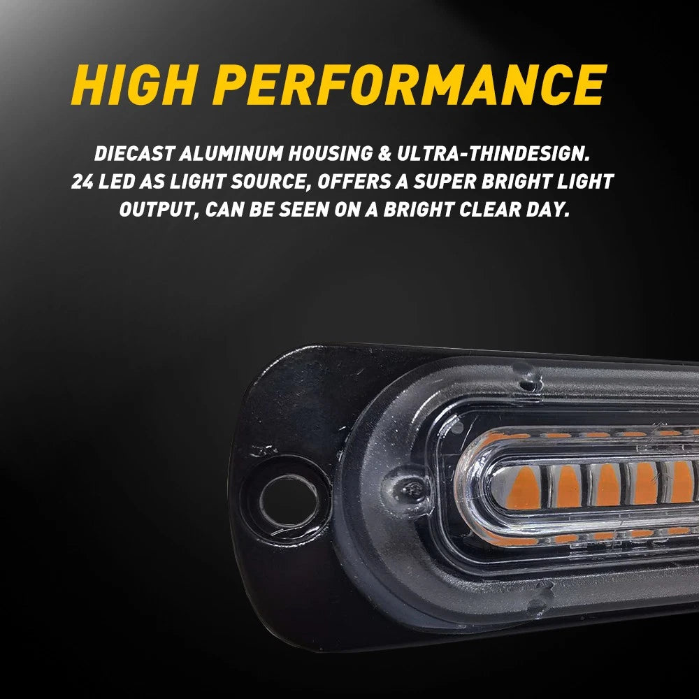2x 18 Flashing LED Amber/White Strobe Marker Light Flashing Light Bar Car 12V EA 6B93BC-57