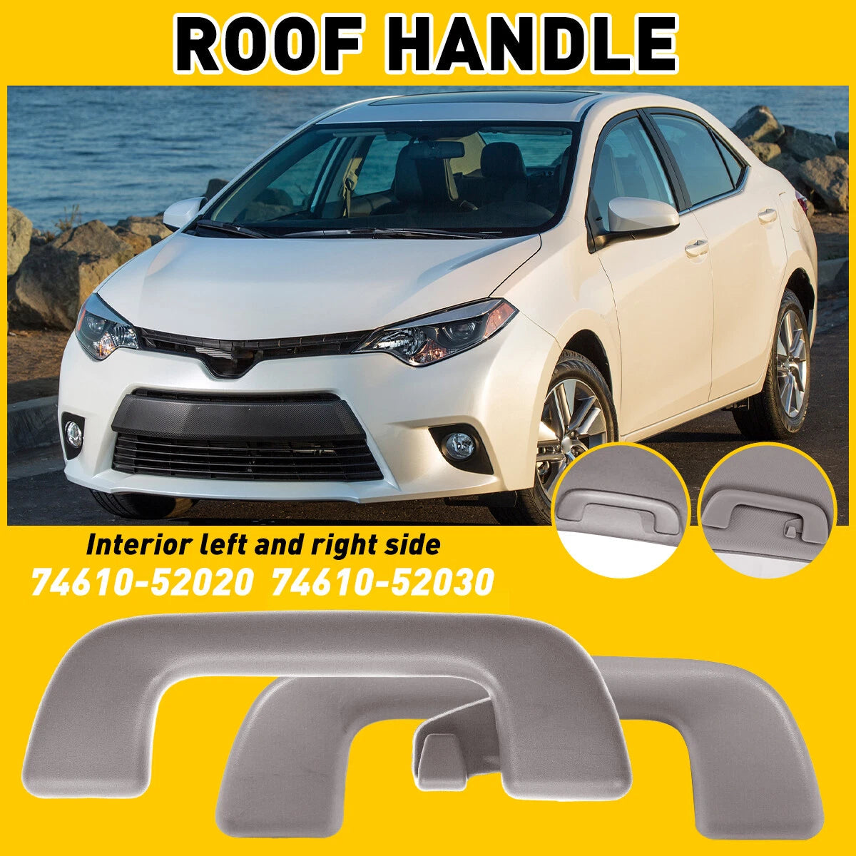 2X Front Rear Side Roof Ceiling Handle Pull Grab Set For 2011-2016 Toyota EOA 6B93BC-57