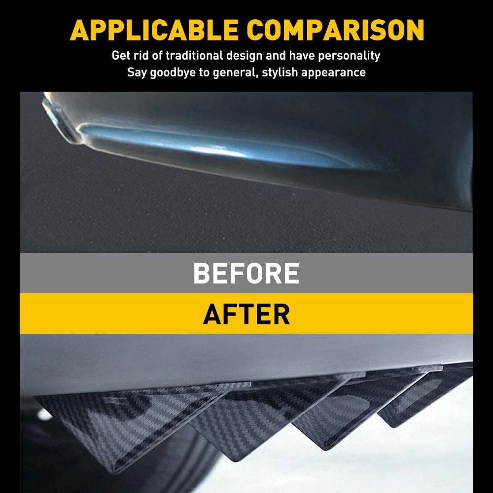 4x Car Lip Bumper Rear Diffuser Shark Splitter Accessories Fins Carbon Fiber USA 6B93BC-57