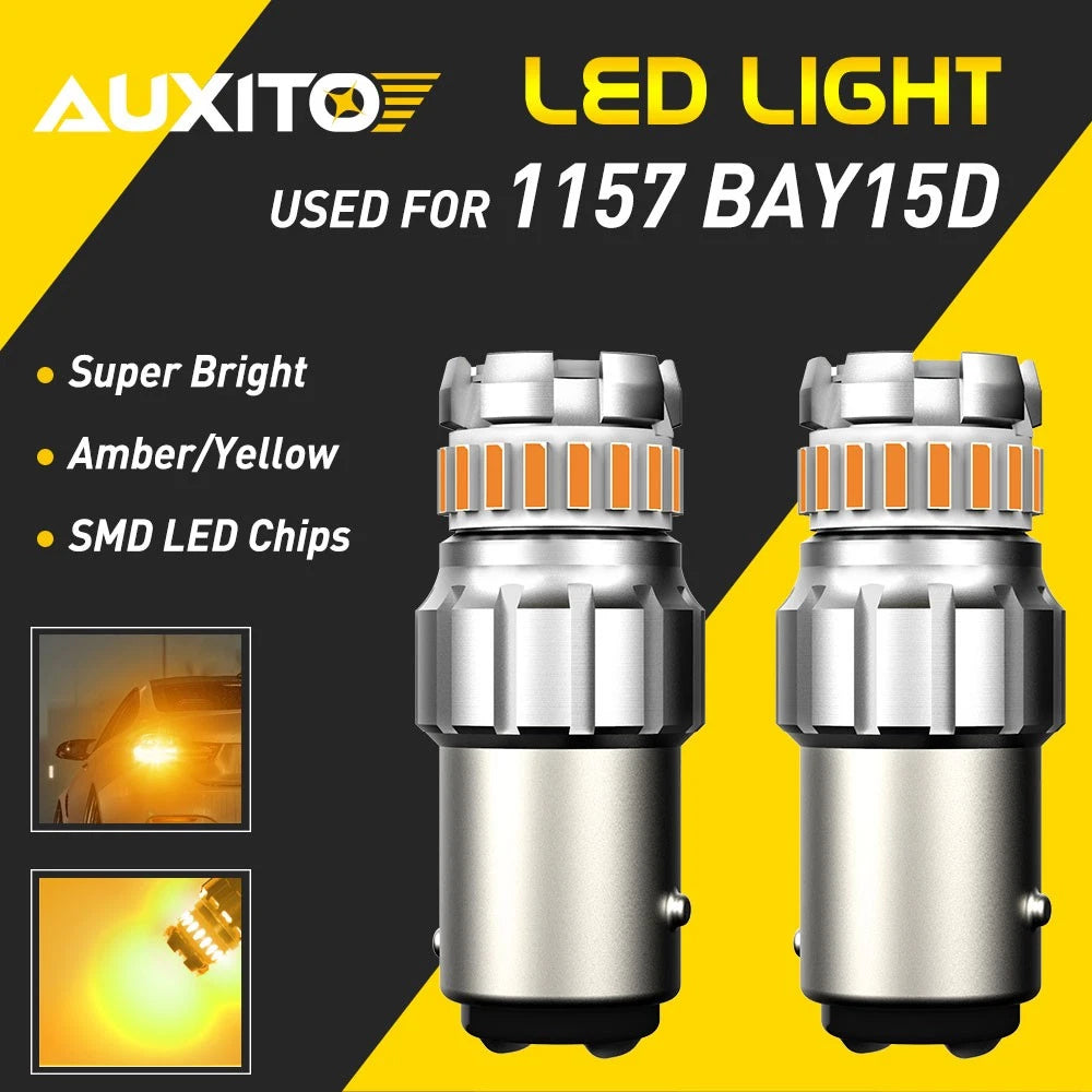 2-10x AUXITO 1157 BAY15D 2357 Amber LED Turn Signal Light Bulbs Super Bright USA AUXITO