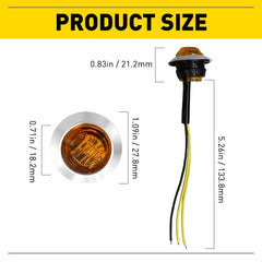 10X 3/4" 12-24V Marker Lights LED Truck Trailer Round Side Bullet Amber Strobe A 6B93BC-57