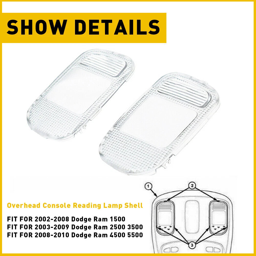 For Dodge Ram 1500 2500 3500 Overhead Clear Dome Map Light Cover Interior L R EA 6B93BC-57
