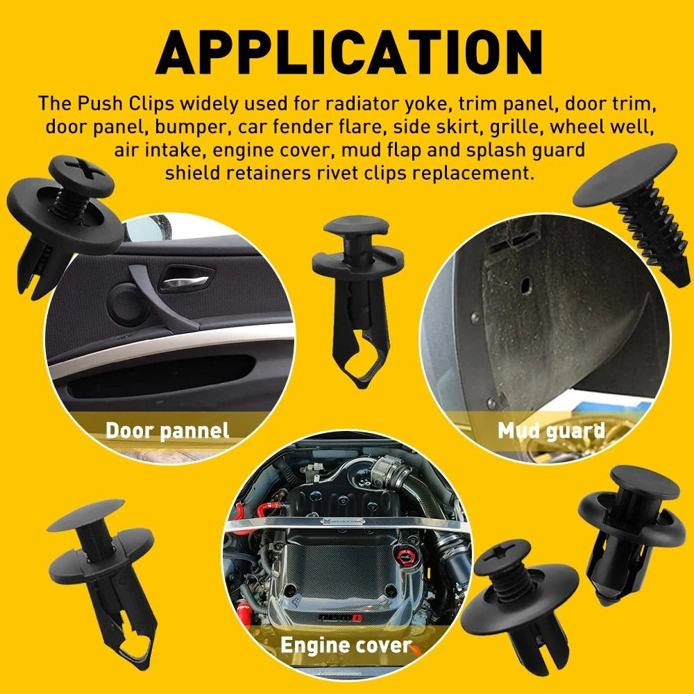 190PCS Car Body Trim Clips Retainer Bumper Rivets Screw Panel Push Fastener Kits 6B93BC-57