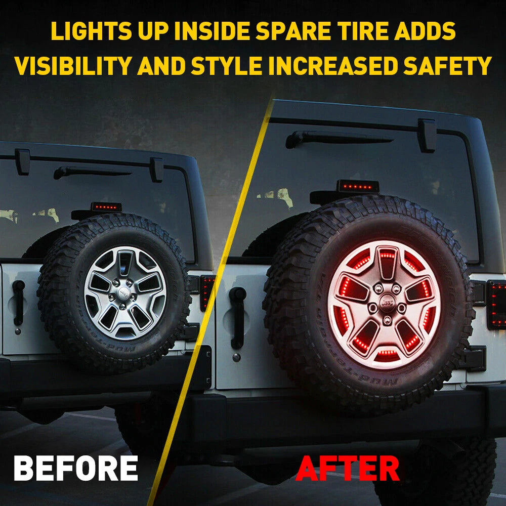 3rd Spare Tire LED Brake Lights High Mount Stop Light for Jeep Wrangler JK 86-21 6B93BC-57