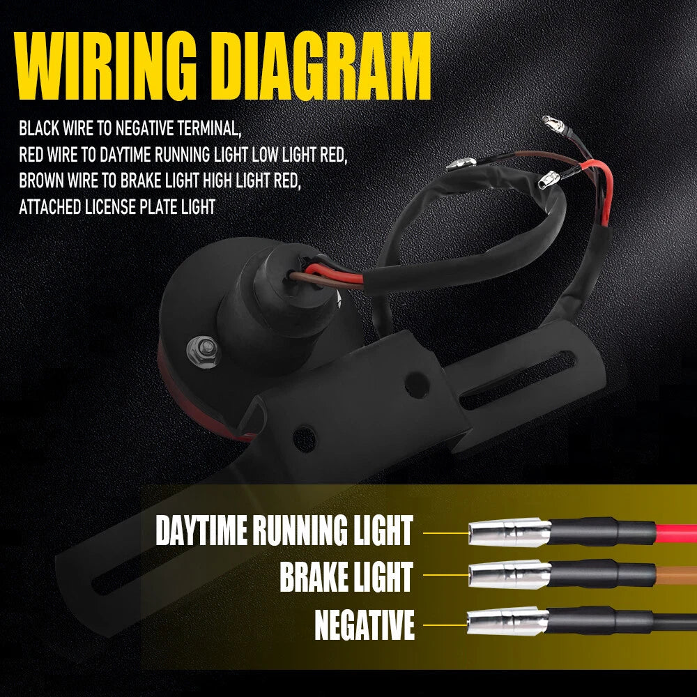 Round Motorcycle LED Brake Tail Light Red For Harley Chopper Bobber Cafe Racer A 6B93BC-57