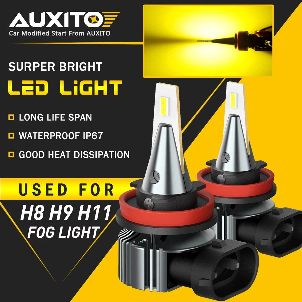AUXITO H8 H11 LED Fog Light DRL Driving Bulb 4000LM Yellow Super Bright I9 EOA AUXITO