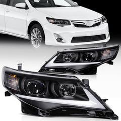Pair Kit LED Headlights Assembly For 2012-2014 Toyota Camry 2.4L 3.5L Black 6B93BC-57