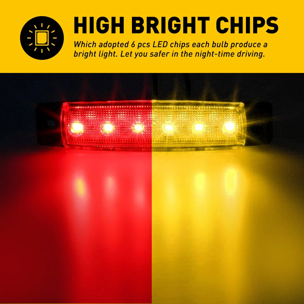 10x LED Side Marker Amber Red Lights Clearance Light Truck Trailer RV Waterproof 6B93BC-57