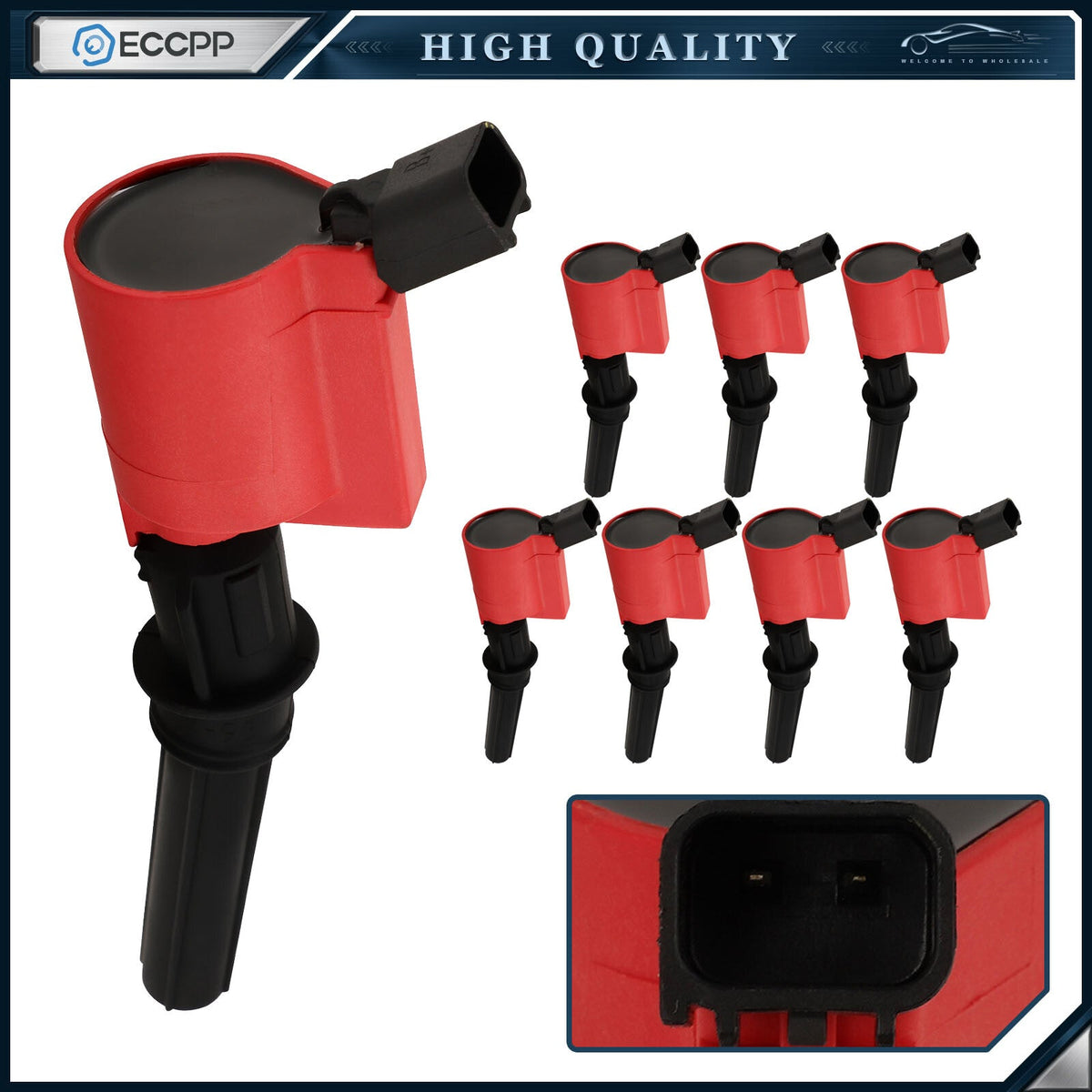 ECCPP 8 Red Ignition Coils For 00-10 Ford F-150 4.6L V8 2002-2005 Ford Explorer 6B93BC-57
