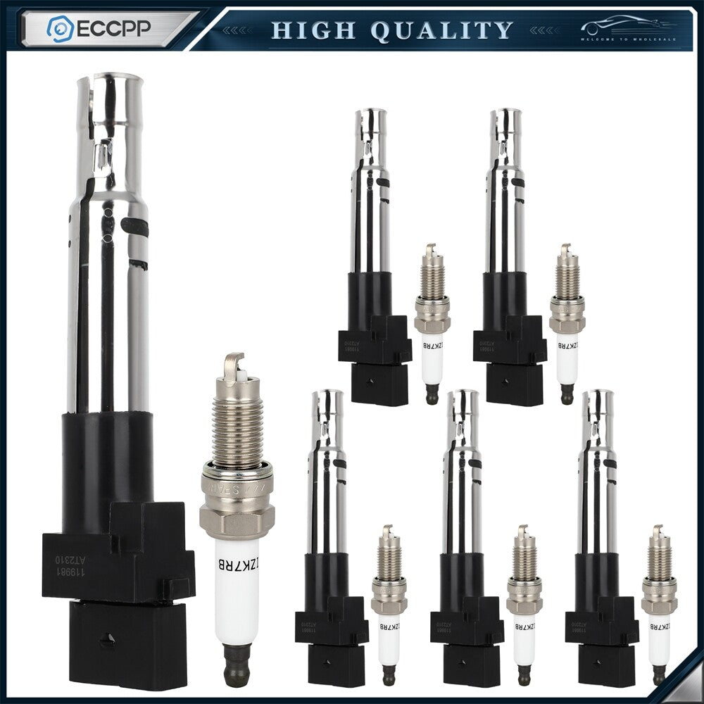 6 Pcs For 2011-2014 2016Porsche Cayenne 3.6L V6 Ignition Coil and Spark Plug 6B93BC-57
