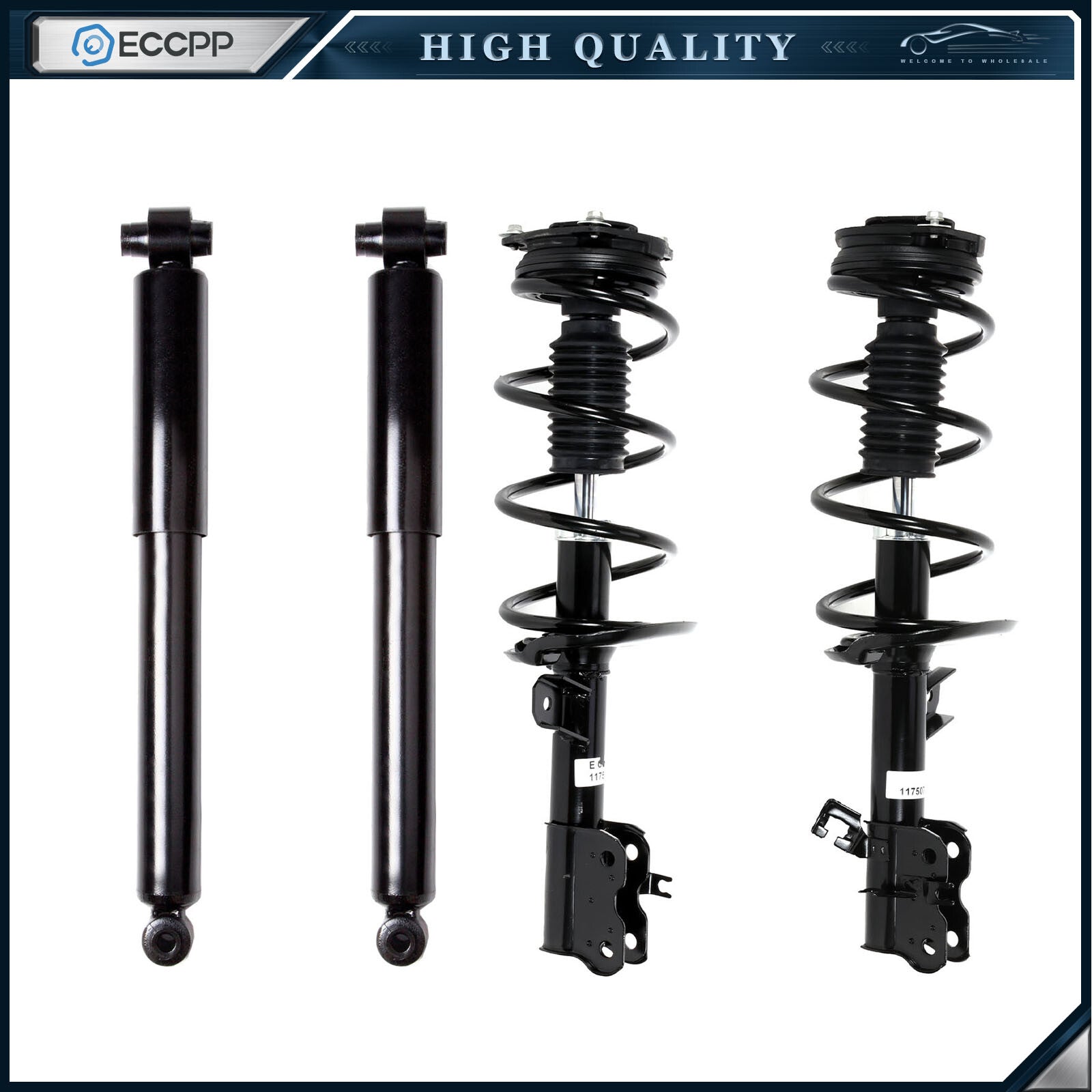 Full Set 4 Front Complete W/ Coil Struts & Rear Shocks for Nissan Rogue 2008-12 6B93BC-57