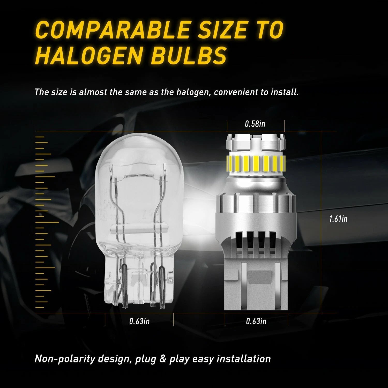4X 7443 7440 LED 6500K Reverse Backup Brake Tail Stop Parking Light Bulbs CANBUS 6B93BC-57