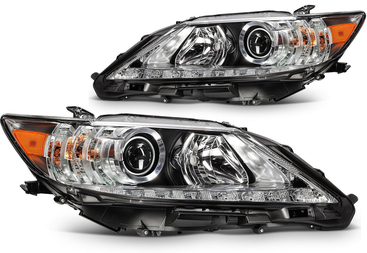 Pair Headlights Assembly For 2013-2015 Lexus ES300h 2.5L ES350 3.5L Black Amber 6B93BC-57