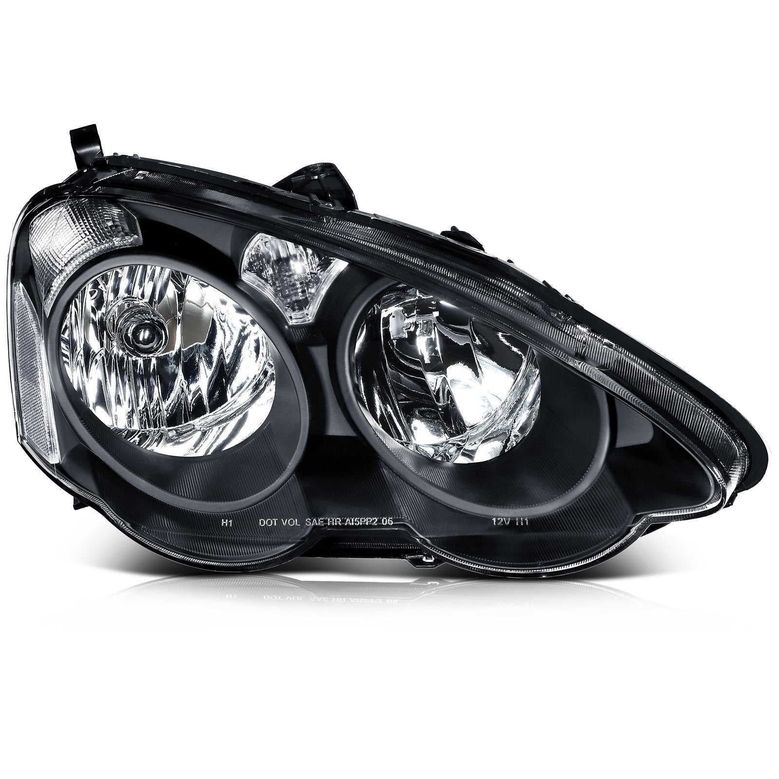 Pair Kit Halogen Headlights Assembly For 2002-2004 Acura RSX 2.0L Black 6B93BC-57