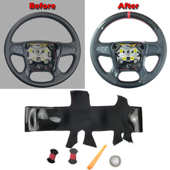 Carbon Fiber&Hole Leather Steering Wheel Hand Sewing Wrap Cover For Chevy Tahoe