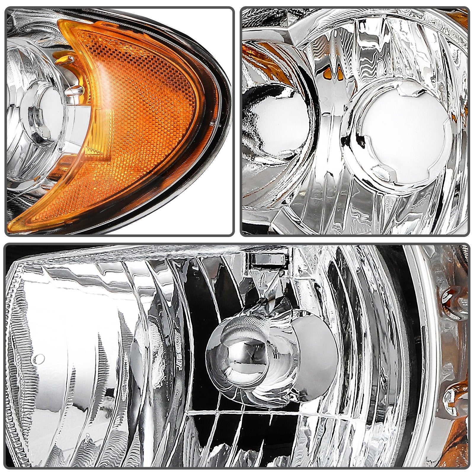 Pair Kit Headlights For 2005-2007 Chrysler Town & Country 3.3L 3.8L Chrome Amber 6B93BC-57