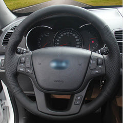 Top Leather Steering Wheel Hand-stitch on Wrap Cover For Kia Sorento Cadenza K7