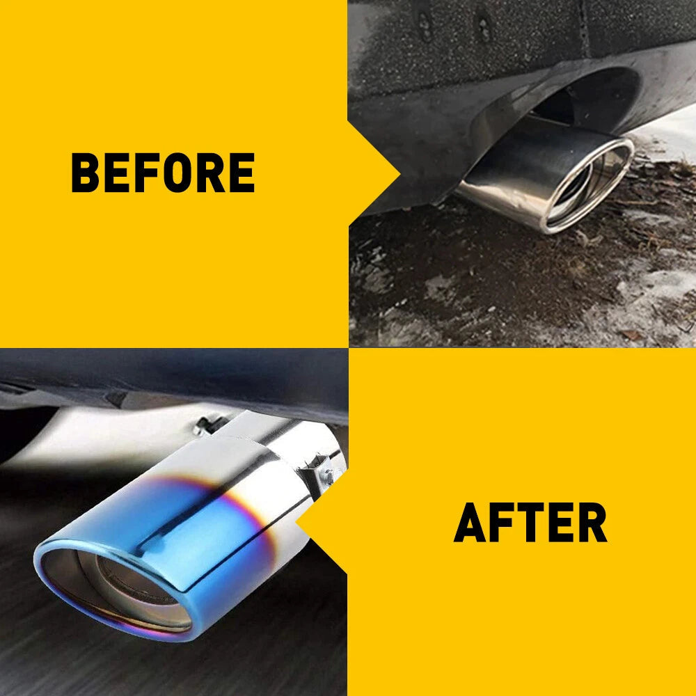 UK 2.5" Car Exhaust Tip Muffler Straight Tail Trim Pipe Cover Stainless Steel 6B93BC-57
