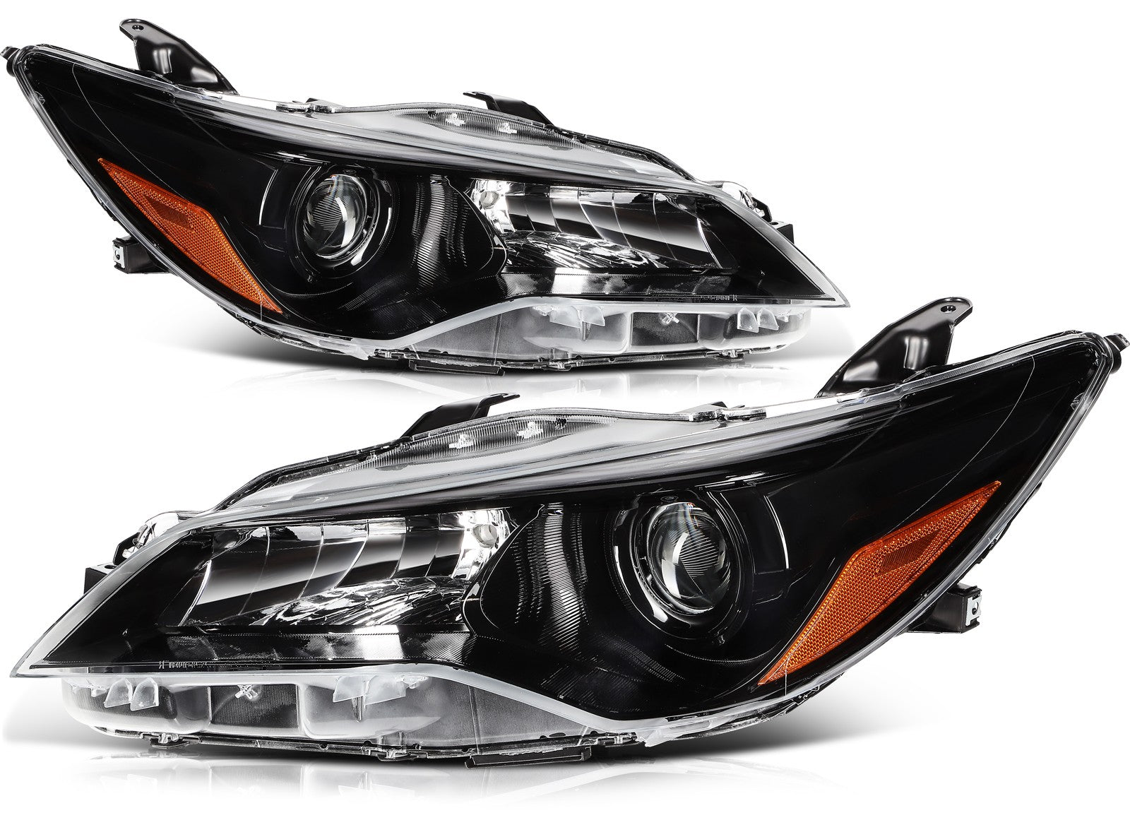 ECCPP Headlights Assembly For Toyota Camry 2.5L 3.5L 2015-2017 Pair Black Amber 6B93BC-57