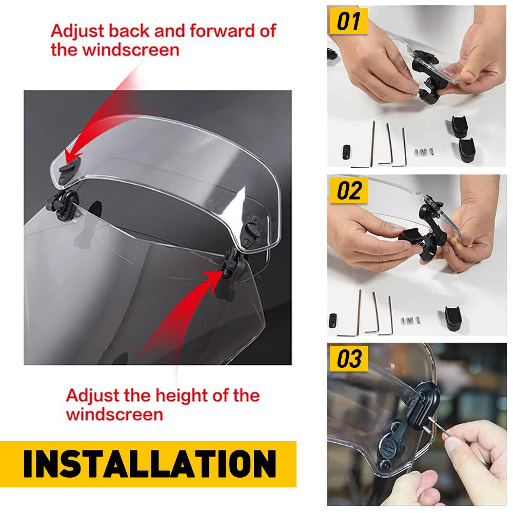 Motorcycle Clip On Windshield Wind screen Deflector Extension Spoiler USEOA 6B93BC-57