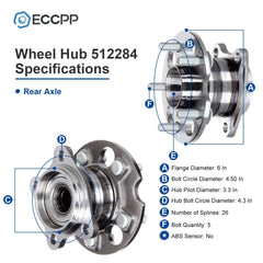 1Pc Wheel Hub Bearing Rear AWD For Toyota Highlander Venza Lexus RX330 RX350 6B93BC-57