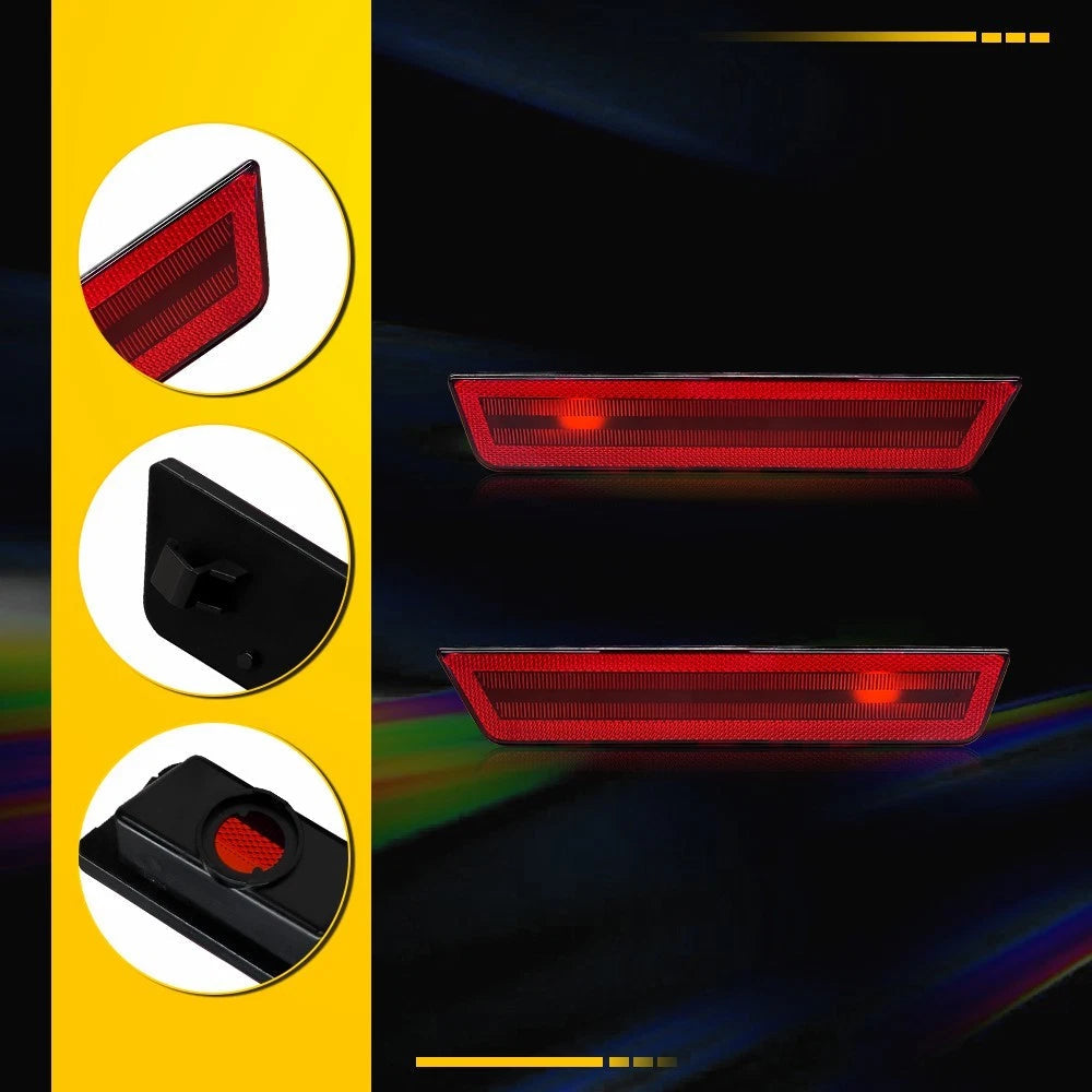 For 2008-2014 Dodge Challenger Red Lens Rear Bumper Side Marker Light Housings A 6B93BC-57