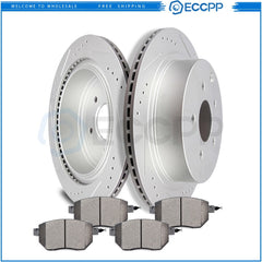 For Infiniti FX35 FX45 Nissan Murano Rear Brake Rotors Ceramic Pads Drill Slot 6B93BC-57