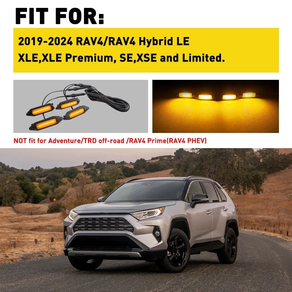 4X For Toyota RAV4 2019-24 LE SE XLE XSE Limited LED Bumper Grill Light Amber EA 6B93BC-57
