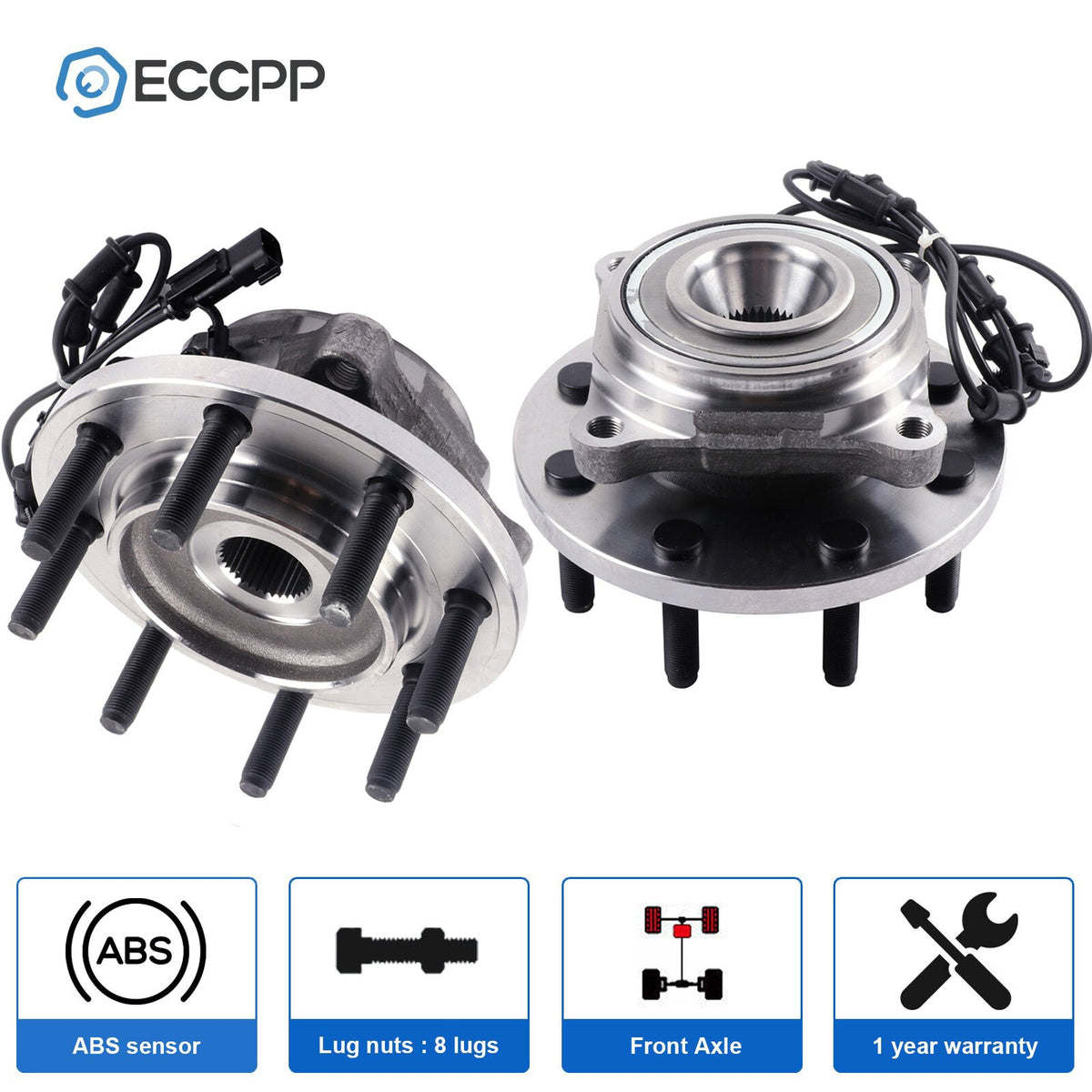 2Pc Wheel Hub Bearings Assembly Front 4WD For Dodge Ram 2500 3500 2009 2010 2011 6B93BC-57