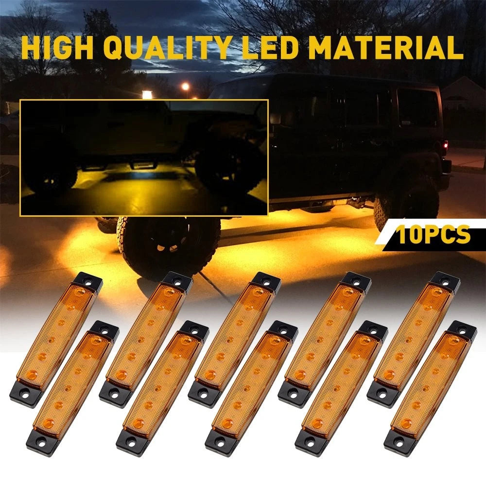 10X Amber LED 6 12V Side Marker Lights Indicators for Truck Trailer Bus Lorry EA 6B93BC-57