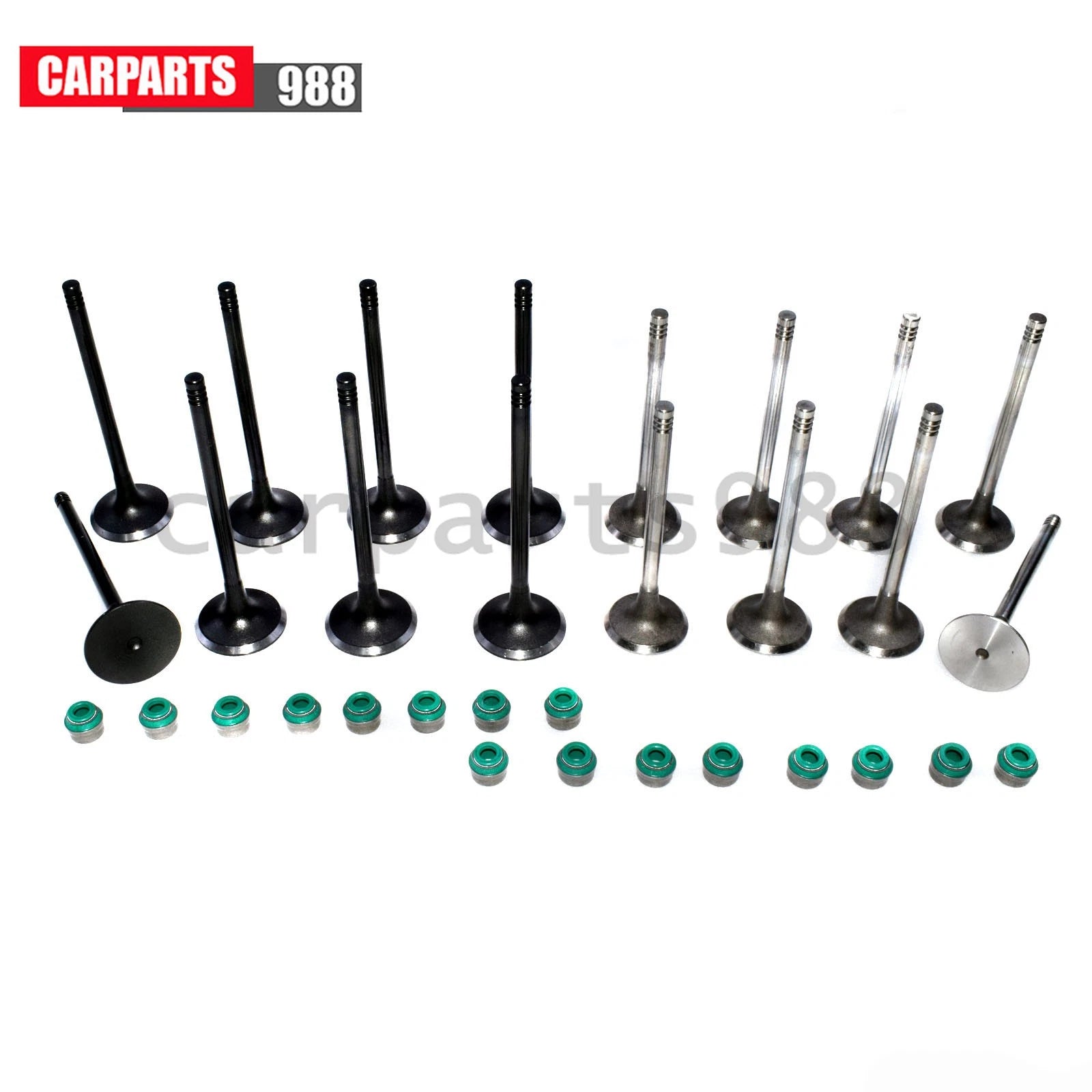 16Pcs Intake & Exhaust Valve + Stem Seals For Chevy Daewoo Isuzu Suzuki 90412277 6B93BC-57