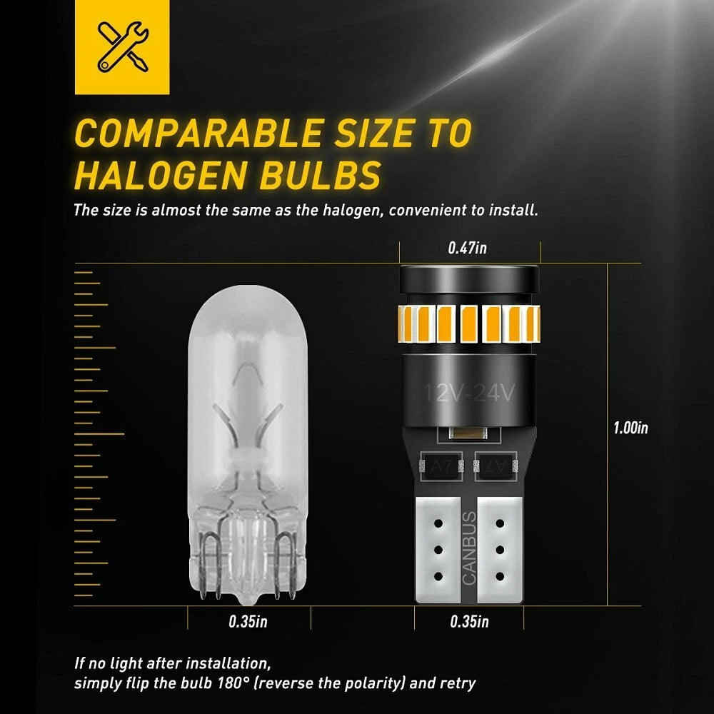 10x AUXITO Amber Yellow 168 194 License Side Marker Light Canbus LED Bulb EA AUXITO
