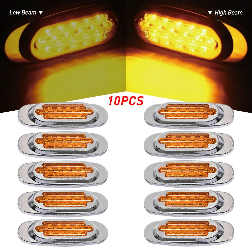 Marker Lights 6.5" LED Truck RV Trailer Oval Clearance Side Light Amber Red EOA 6B93BC-57