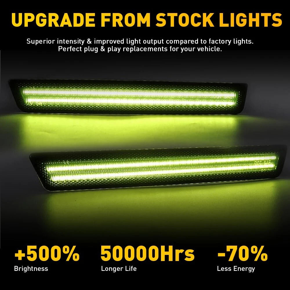 Front Rear Bumper Side Marker Lights For 2015-22 Dodge Challenger Green Smoked A 6B93BC-57