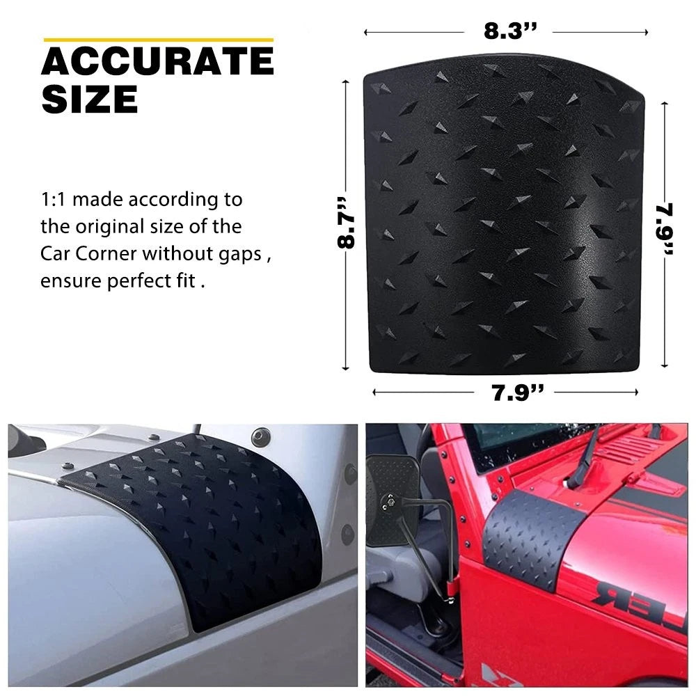 For 2007-18 Jeep Wrangler JK Body Cowl Armor Cover Trim Exterior Accessories 2PC 6B93BC-57