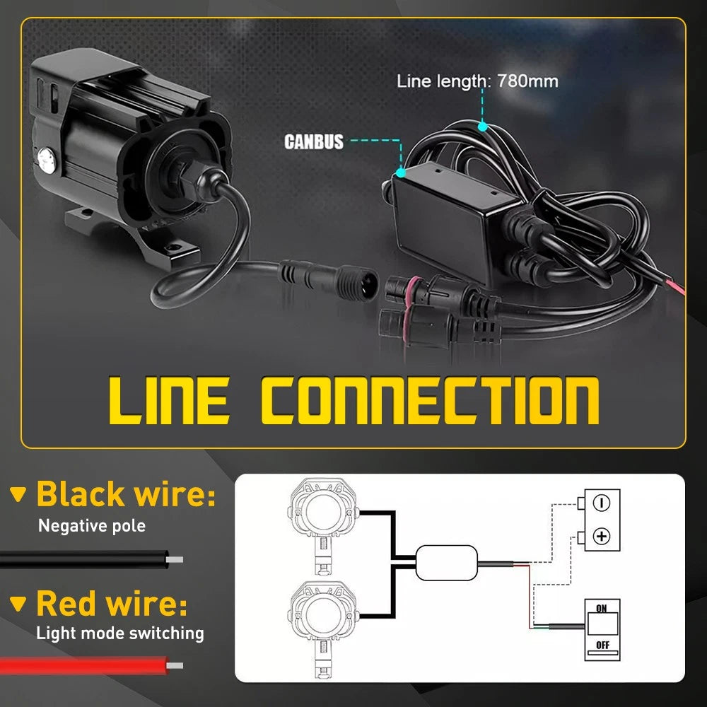 Motorcycle Led Headlights Two-Color Bright External Spotlights Amber White EOA 6B93BC-57