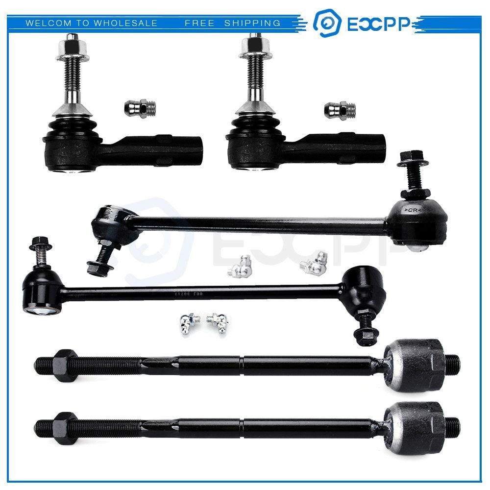 6PCS Front Inner & Outer Tie Rods Sway Bars Steering Fits 2009 Mercury Sable 6B93BC-57
