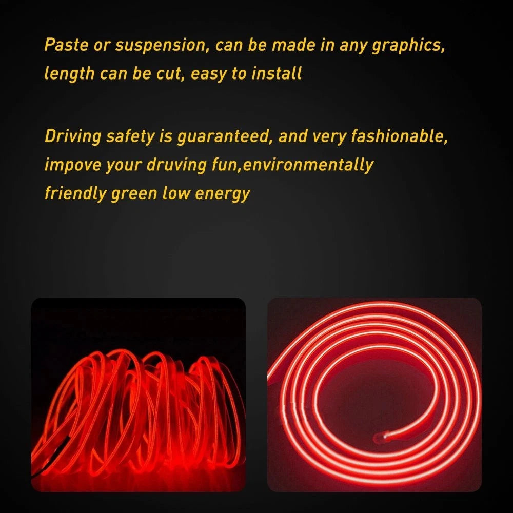 Red LED Car Accessories Interior Decor Atmosphere Wire Strip Light Lamp 5M EA 6B93BC-57